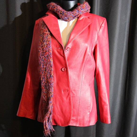 Red Siena Real 100% Leather Coat - Picture 5 of 8
